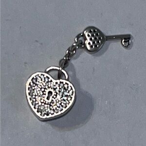 Pandora Silver Heart and Key Charm